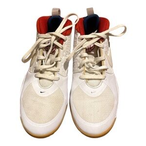 NIKE White and Red High-Top Sneakers